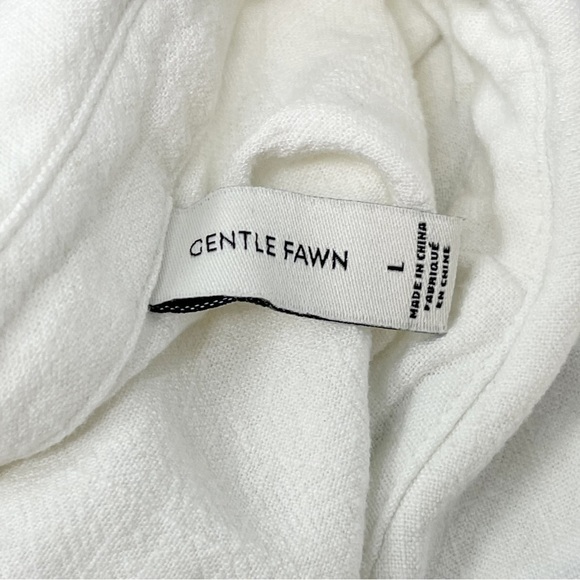 GENTLE FAWN Women’s Ivory BYRON Top In Linen One Pocket Boxy Button Sleeve Sz L - Picture 6 of 9